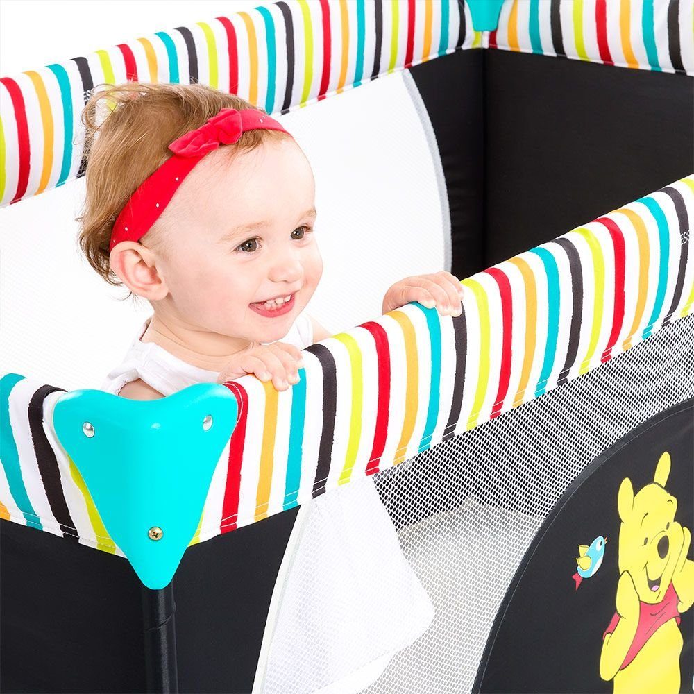 Hauck Baby-Reisebett Dream'n Play - Pooh Geo, Reisebett für Babys und Kinder 120x60 kompakt faltbar mit Tasche