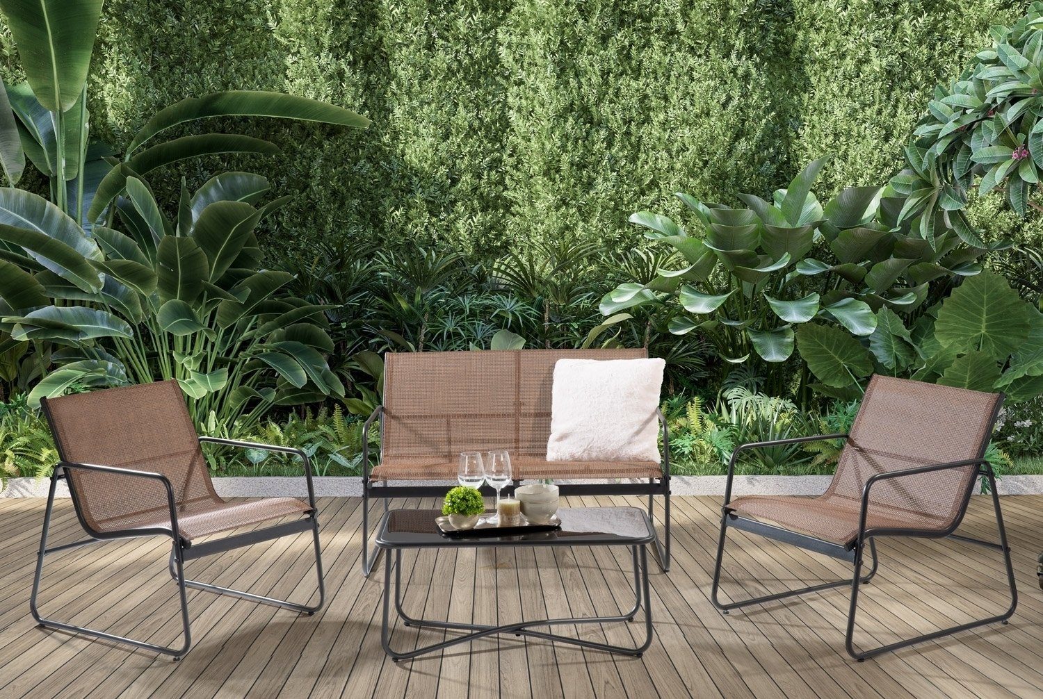 Gartenlounge-Set THEODOR, Metall, Braun, B 250 cm, (Set)