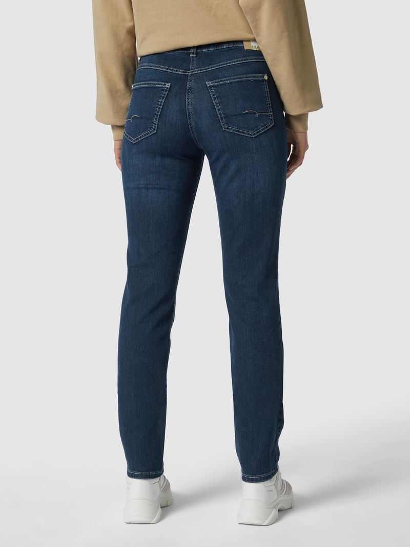 Straight Fit Jeans mit Label-Patch Modell 'Angela' in blau