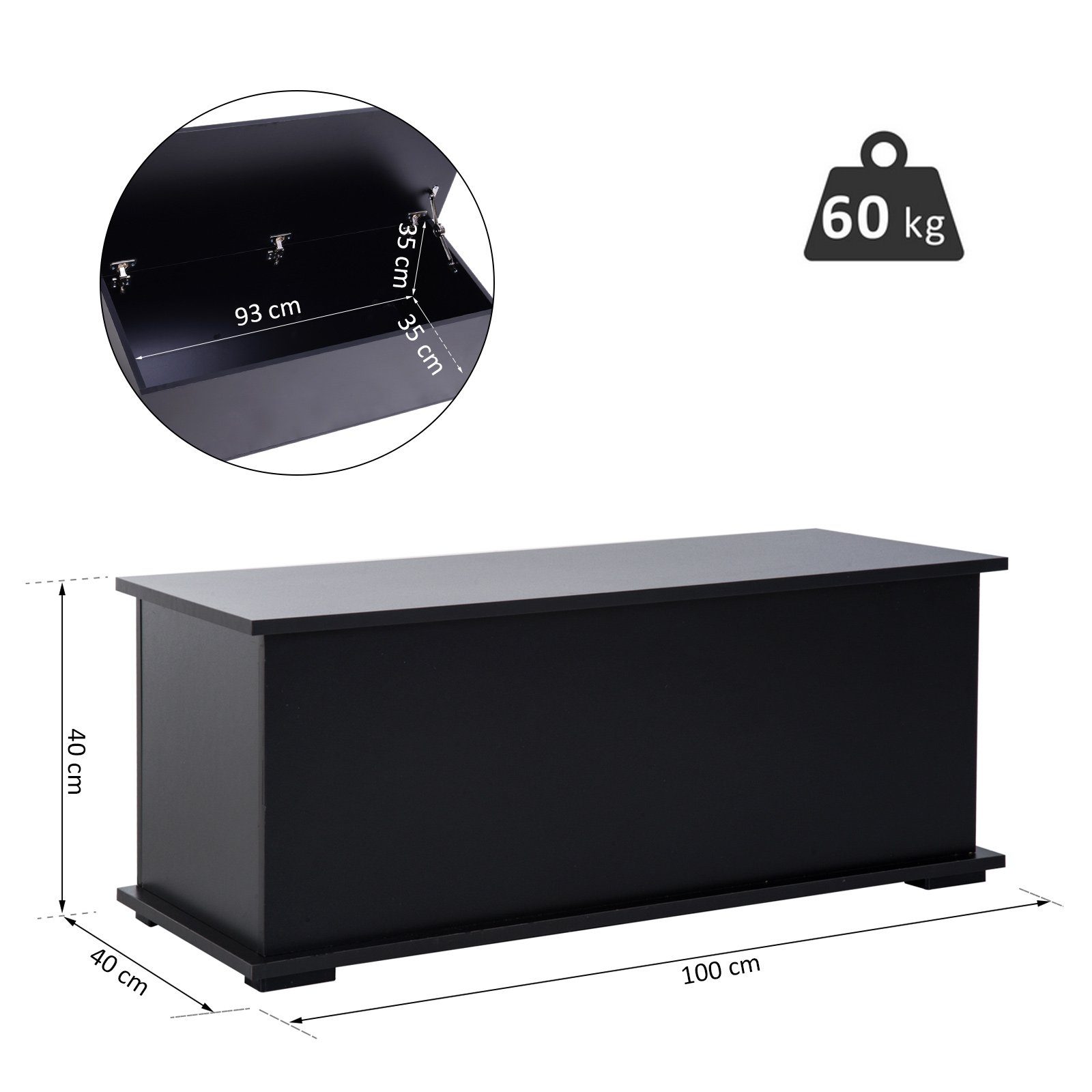 HOMCOM Truhe (Set, 1 St., Aufbewahrungsbox), mit klappbarem Deckel Holzkiste Spanplatte 3 Farben