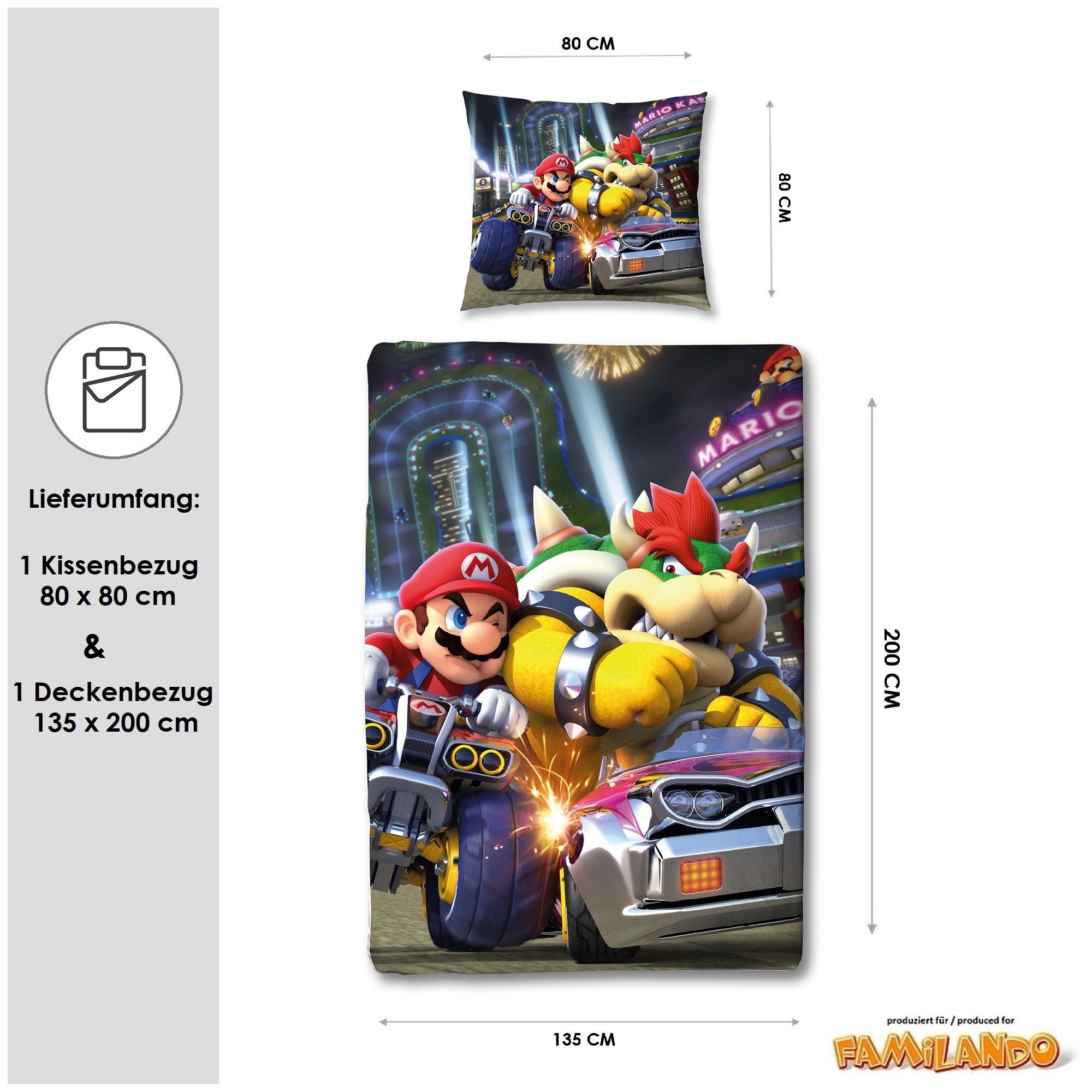 Kinderbettwäsche Nintendo Super Mario Kart 