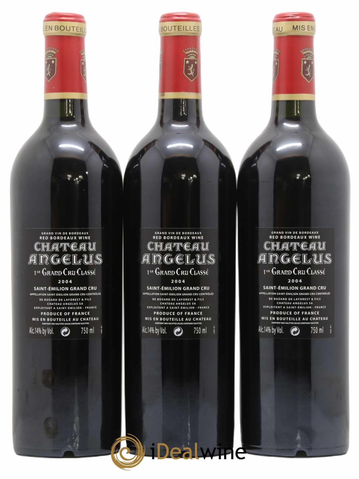 Château Angélus 1er Grand Cru Classé A  2004 - Lot de 3 Bouteilles