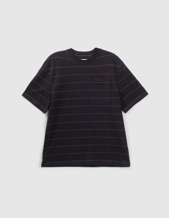 T-shirt noir à rayures écrues Homme