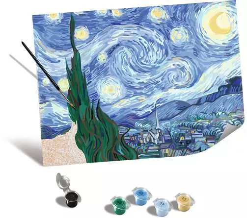 CreArt Leinwand ART Collection: Sternennacht (Van Gogh) - Malen nach Zahlen für Erwachsene
