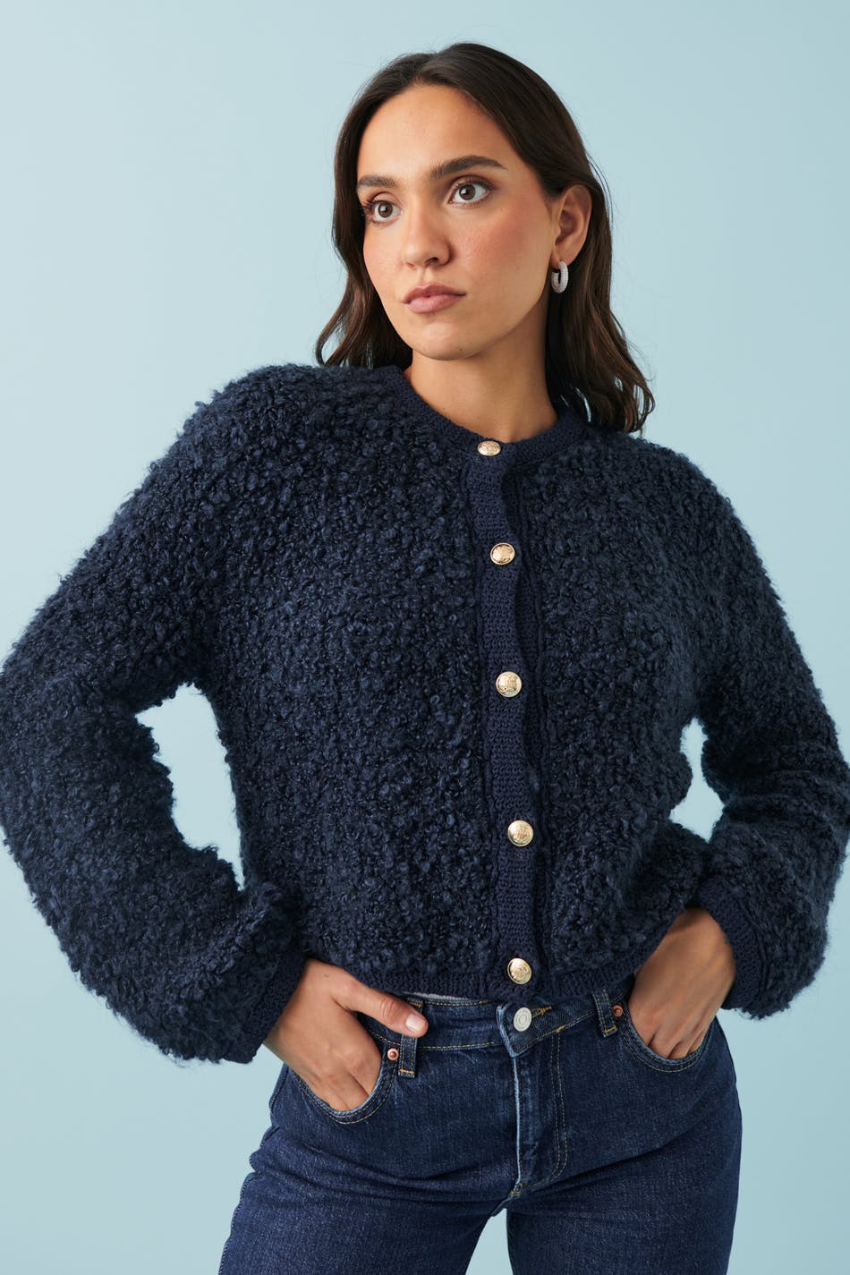 Knitted bouclé cardigan