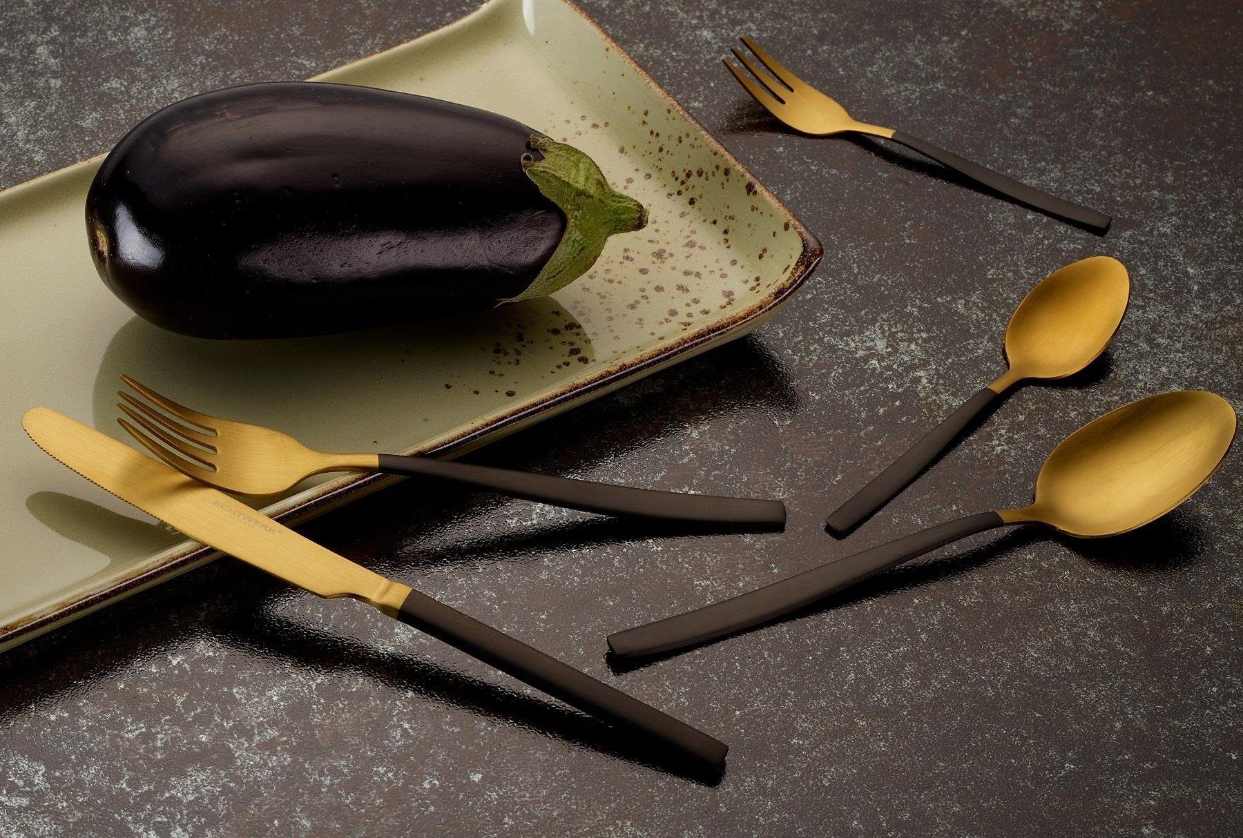 ECHTWERK Besteck-Set Positano Due, Edelstahl 18/10, zweifarbig, (PVD-beschichtet), Kopf gold mattiert