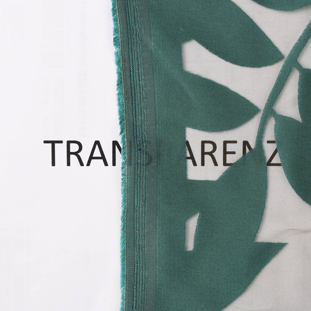 Meterware Rasch Textil Stores Ausbrenner Sri Lanka Blätter petrol bronze 300cm, halbtransparent, Viskose, überbreit