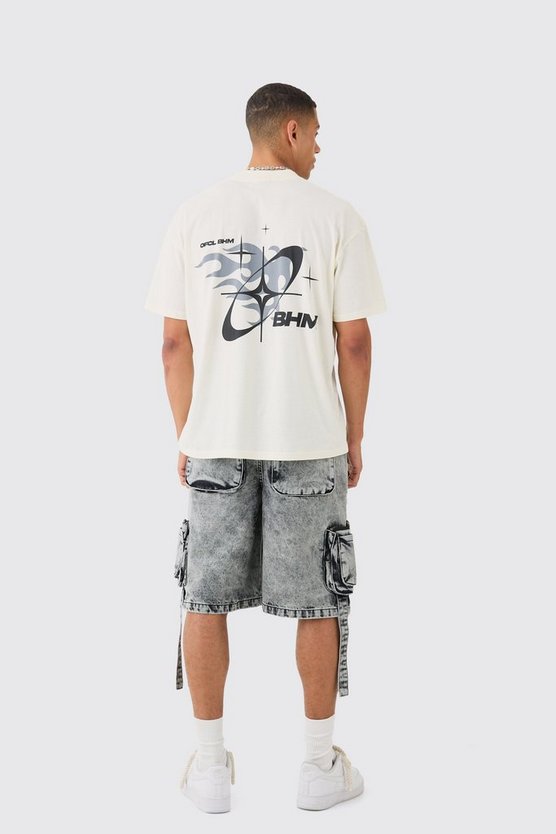 Kastiges Oversize T-Shirt mit Bhm Flammen-Print