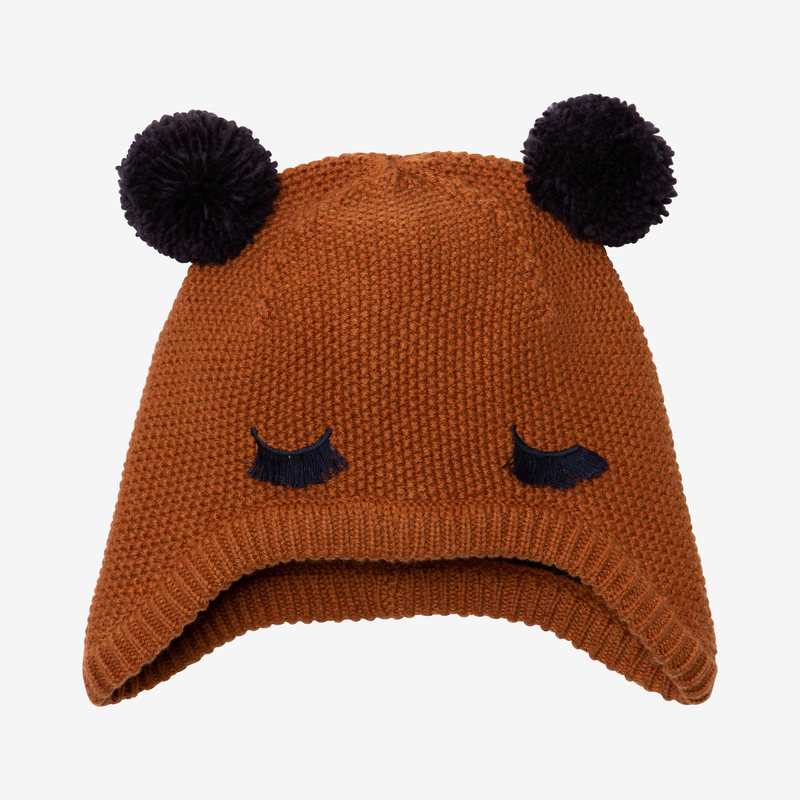 Bonnet bébé fille brodé 3D caramel Catimini