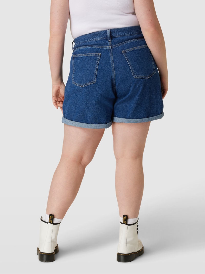 PLUS SIZE Mom Fit Jeansshorts mit Label-Detail in jeans