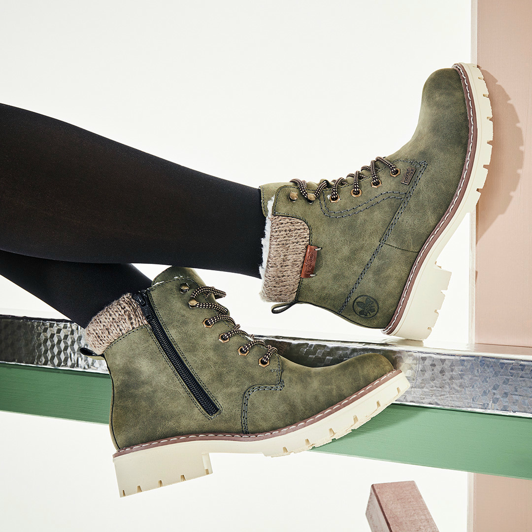 Rieker Damen Schnürstiefel kaktusgrün