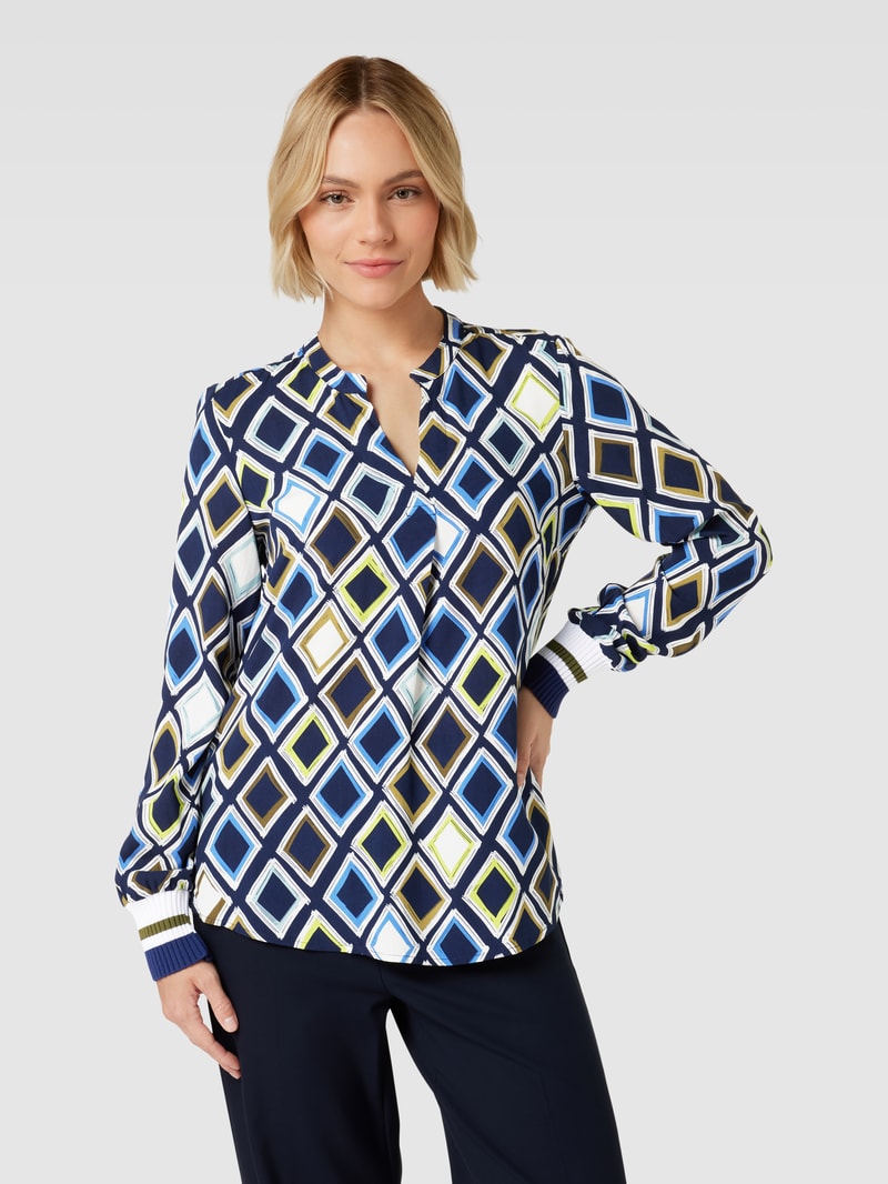 Blusenshirt mit Allover-Muster in marineblau