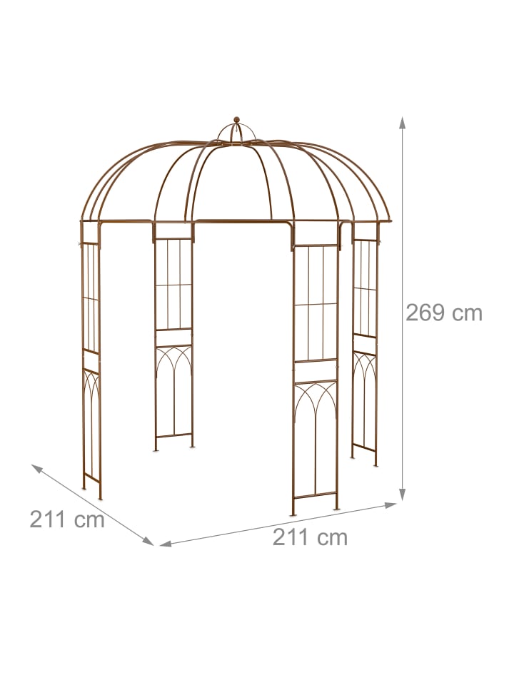 relaxdays Rosenpavillon in Braun - (B)211 x (H)269 x (T)211 cm günstig kaufen onesize