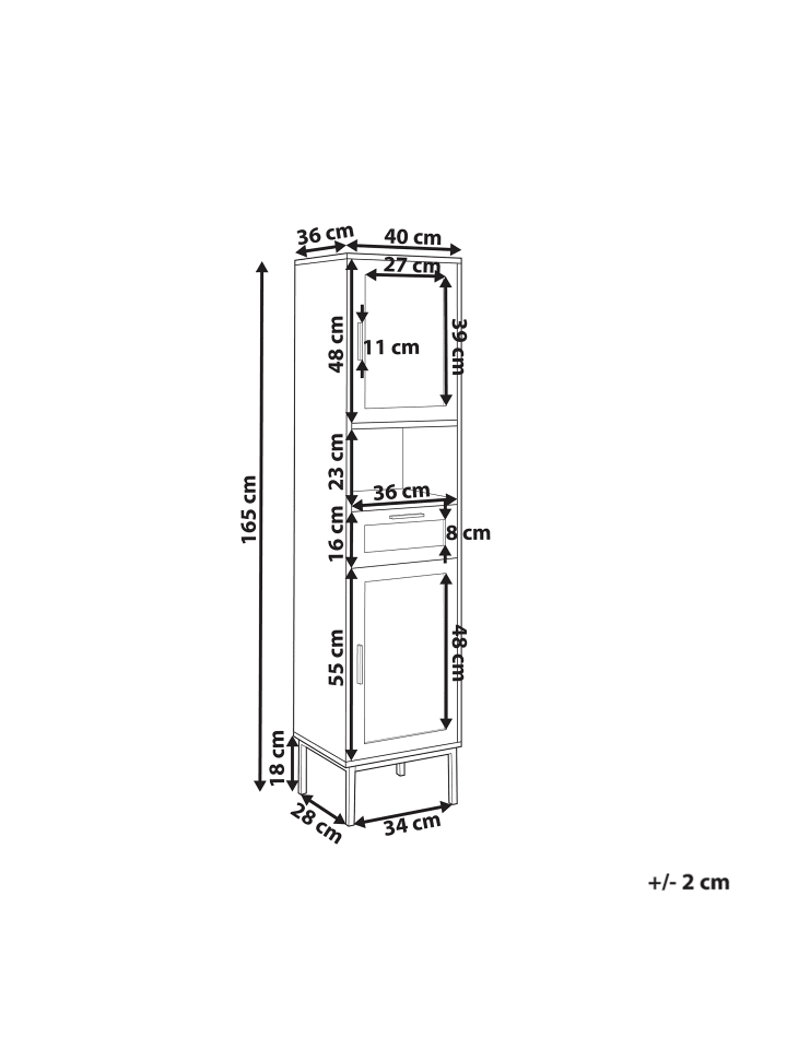 Beliani Badezimmerschrank ROSELL in Heller Holzfarbton - (W) 40 x (H) 165 x (L) 36 cm günstig kaufen onesize
