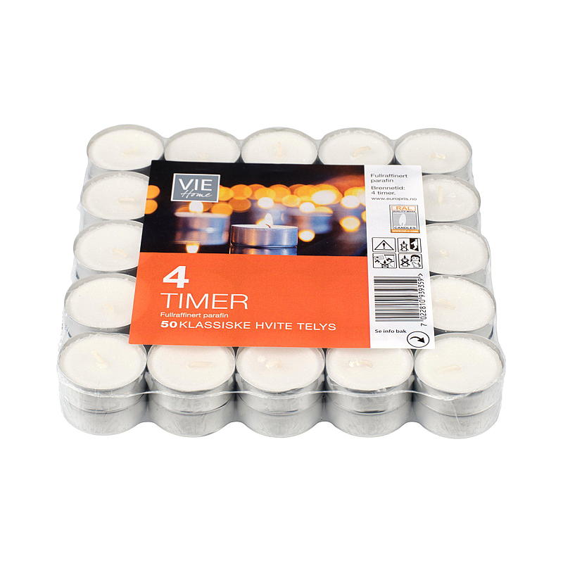 Vie Home Telys 50-pk 4 timer parafin alukopp