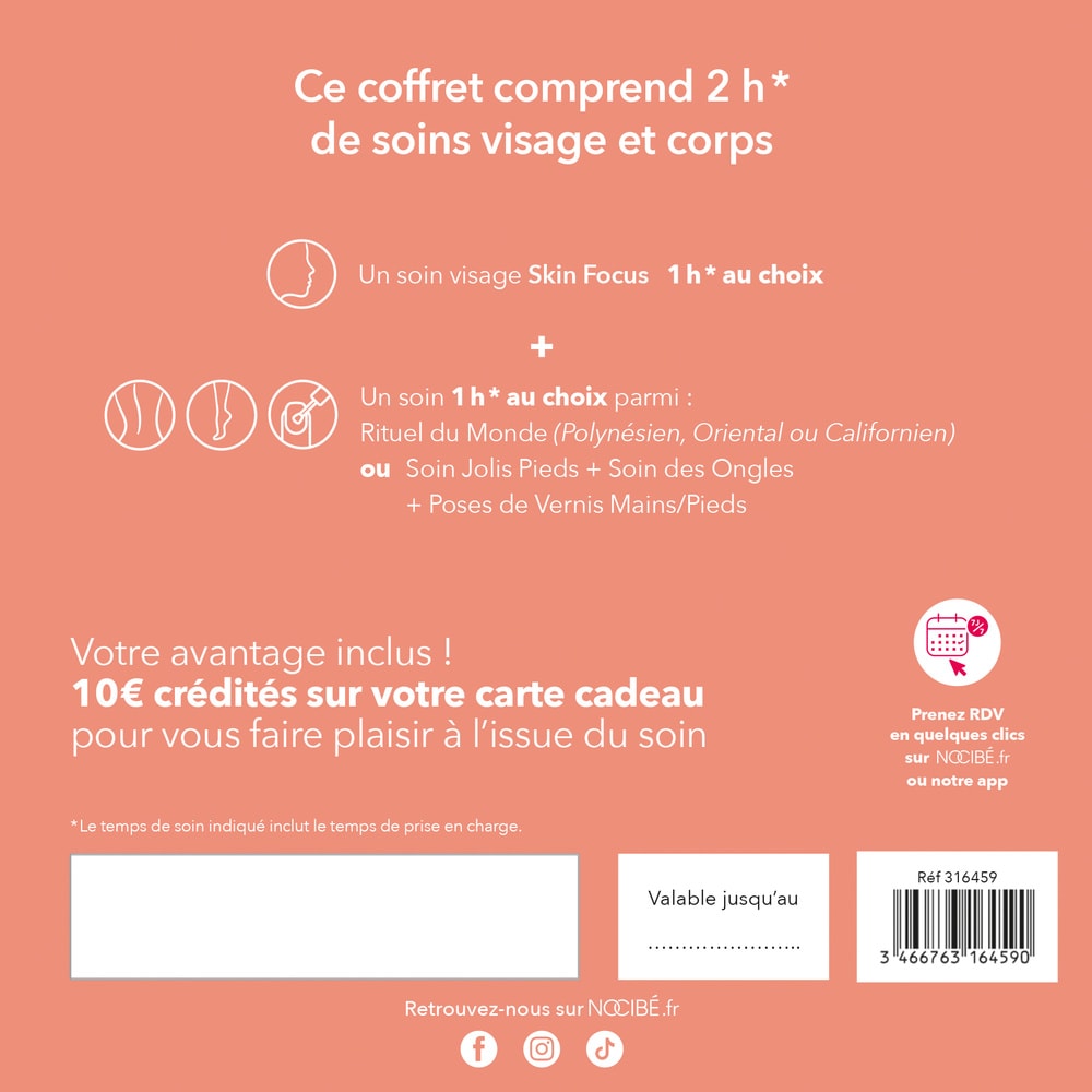 Nocibé Coffret Institut Du Temps Pour Moi Soin visage + corps 2h