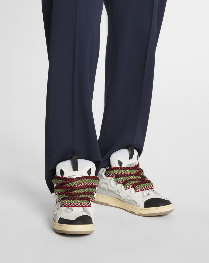 SNEAKERS CURB EN CUIR ET MATIÈRES TECHNIQUES GLITTER