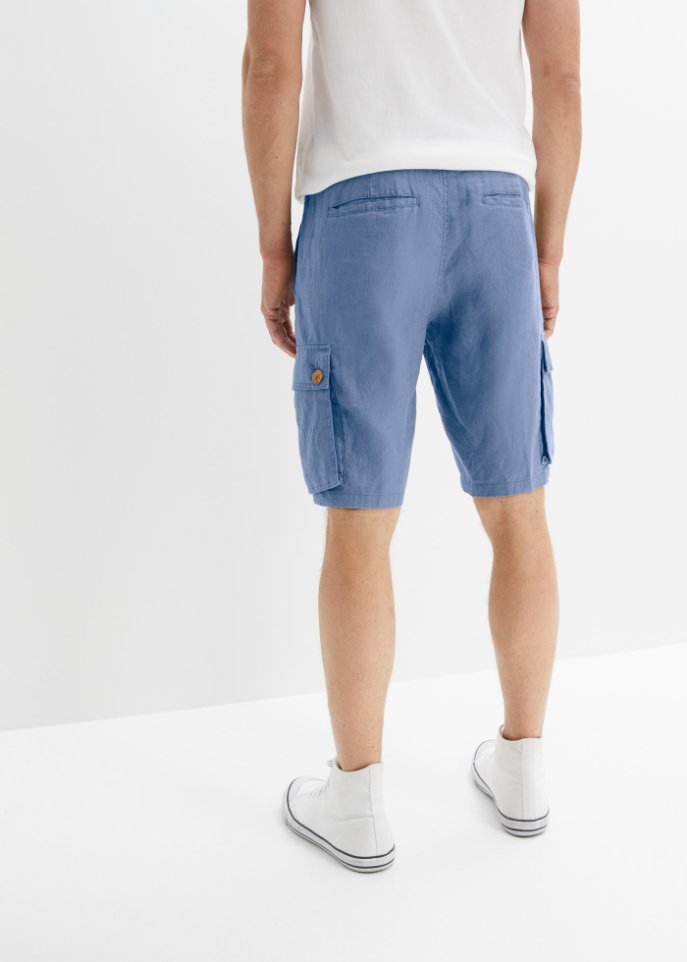 Cargo-Bermuda aus Leinen, Loose Fit