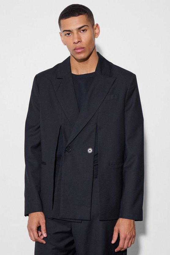 Oversize Anzugjacke mit geteiltem Saum