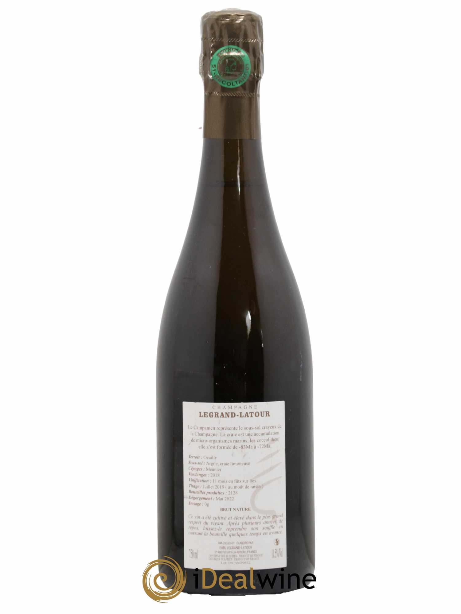 Champagne Campanien Legrand Latour  2018 - Lot de 1 Bouteille