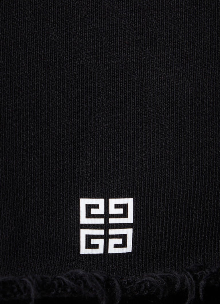 Felpa con cappuccio Givenchy con logo stampato e orlo sfrangiato