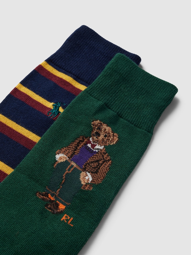 Socken mit elastischen Rippenbündchen im 2er-Pack in smaragdgrün