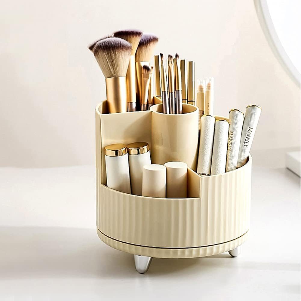 Runxizhou Kosmetikkoffer Make Up Kosmetik Organizer, 360 Drehung Beauty Organizer - Weiß
