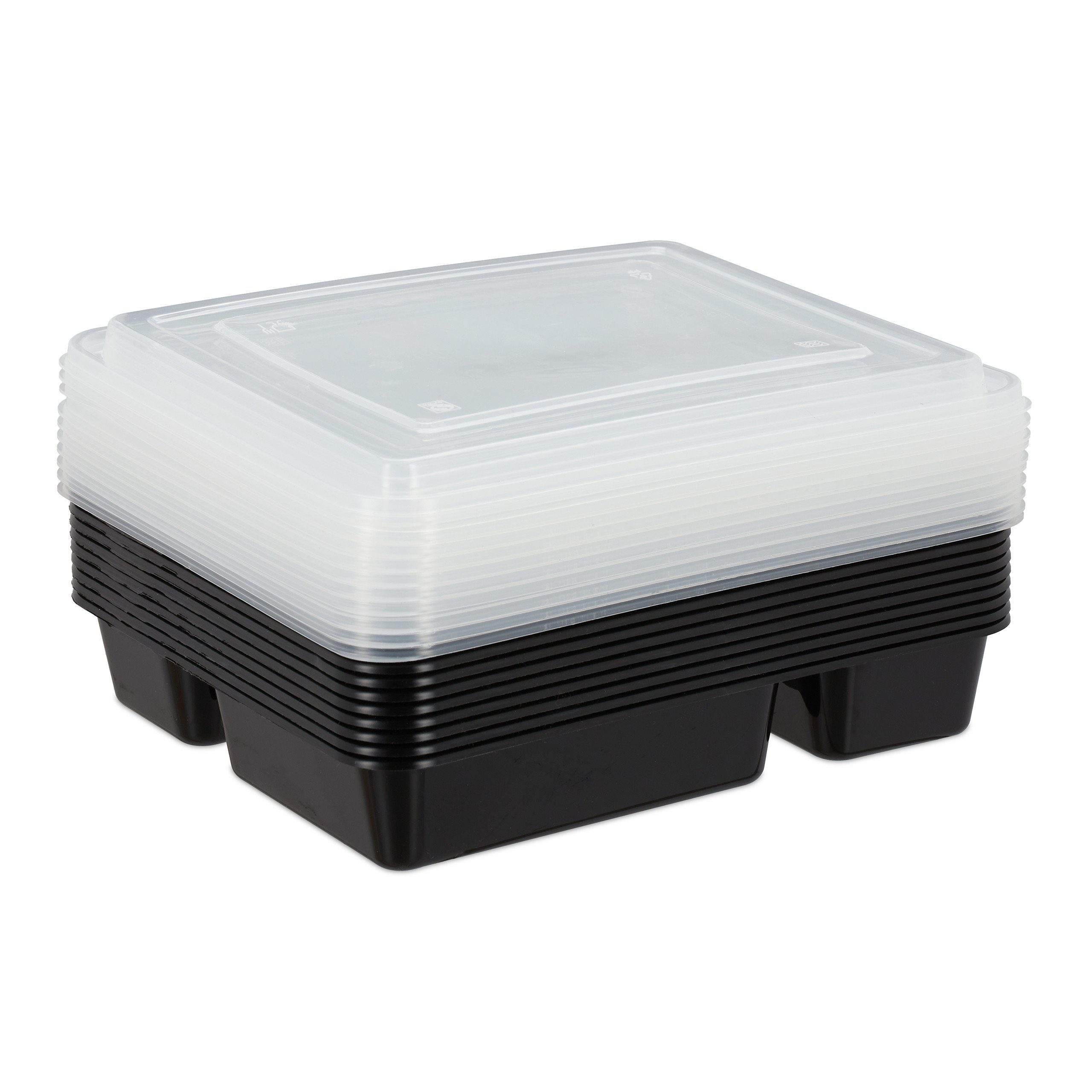 relaxdays Lunchbox 10er Set Meal Prep Boxen 4 Fächer, Kunststoff