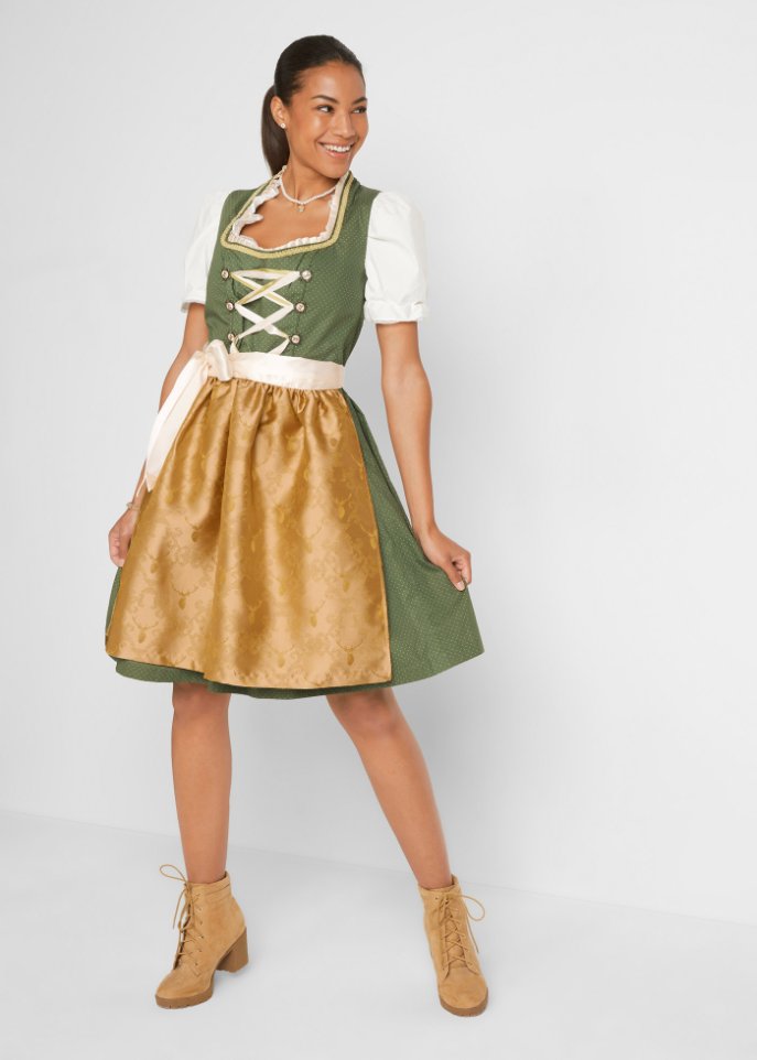 Dirndl mit Stehkragen, knieumspielend (2-tlg. Set)