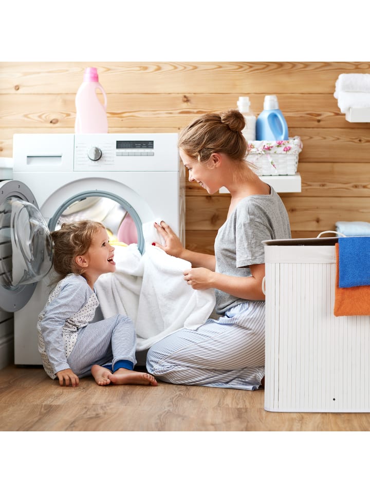 relaxdays Wäschekorb in Weiß - (B)55 x (H)63 x (T)35 cm günstig kaufen onesize