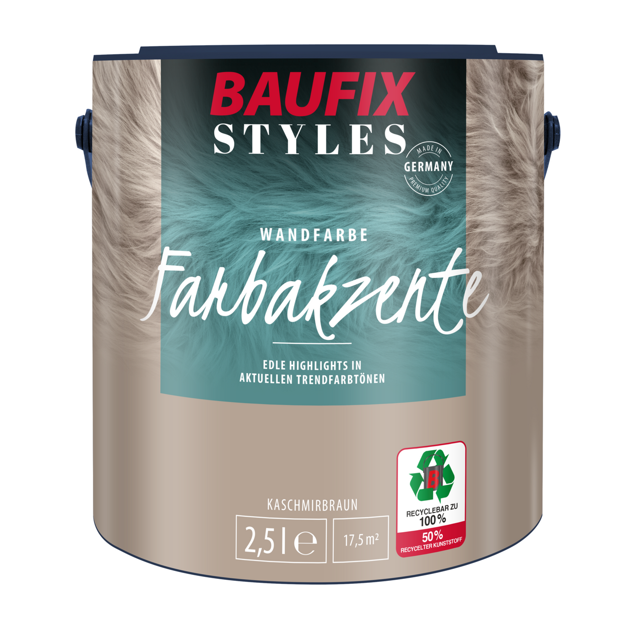 Baufix Farbakzente kaschmirbraun seidenmatt, 2.5 Liter, Bunte Wandfarbe