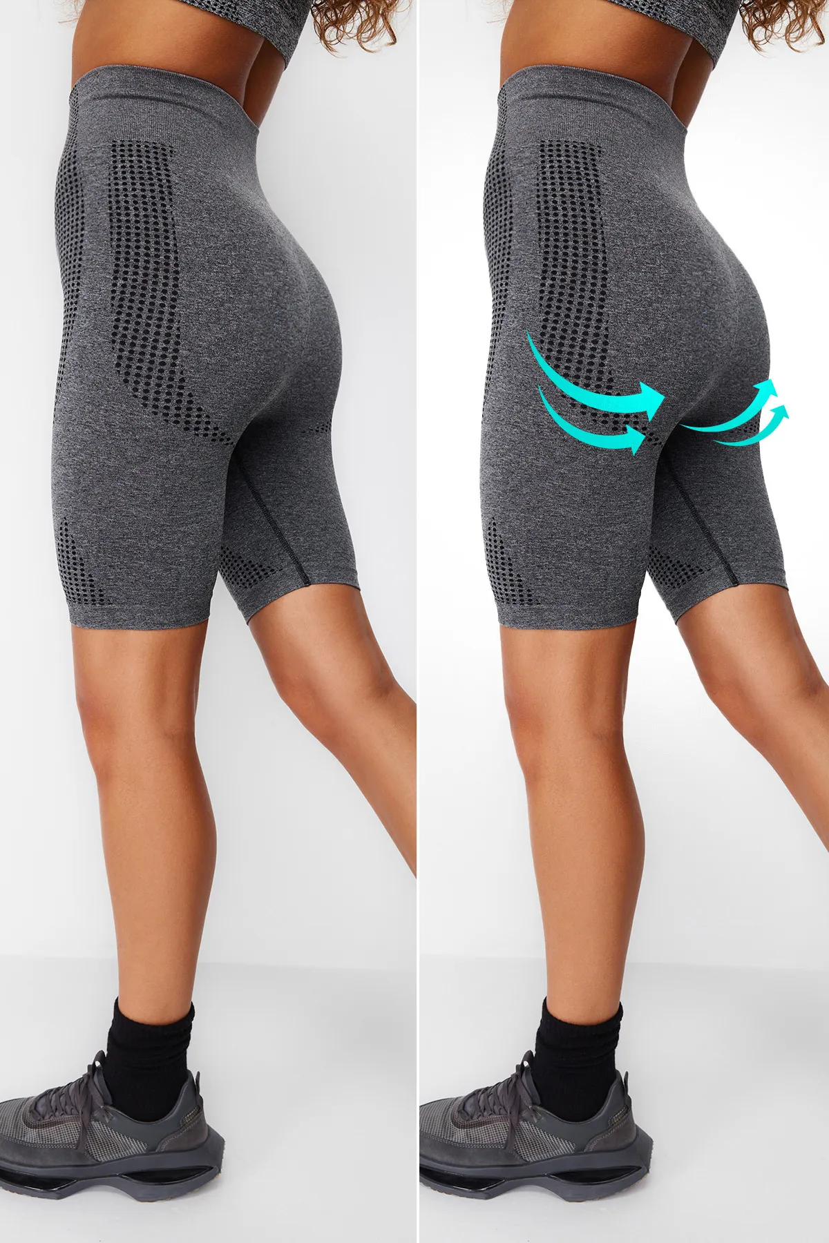 Trendyol Collection  Anthrazit Melange Seamless/Nahtlose Sport Shorts/Kurze Leggings THMSS24TY00009