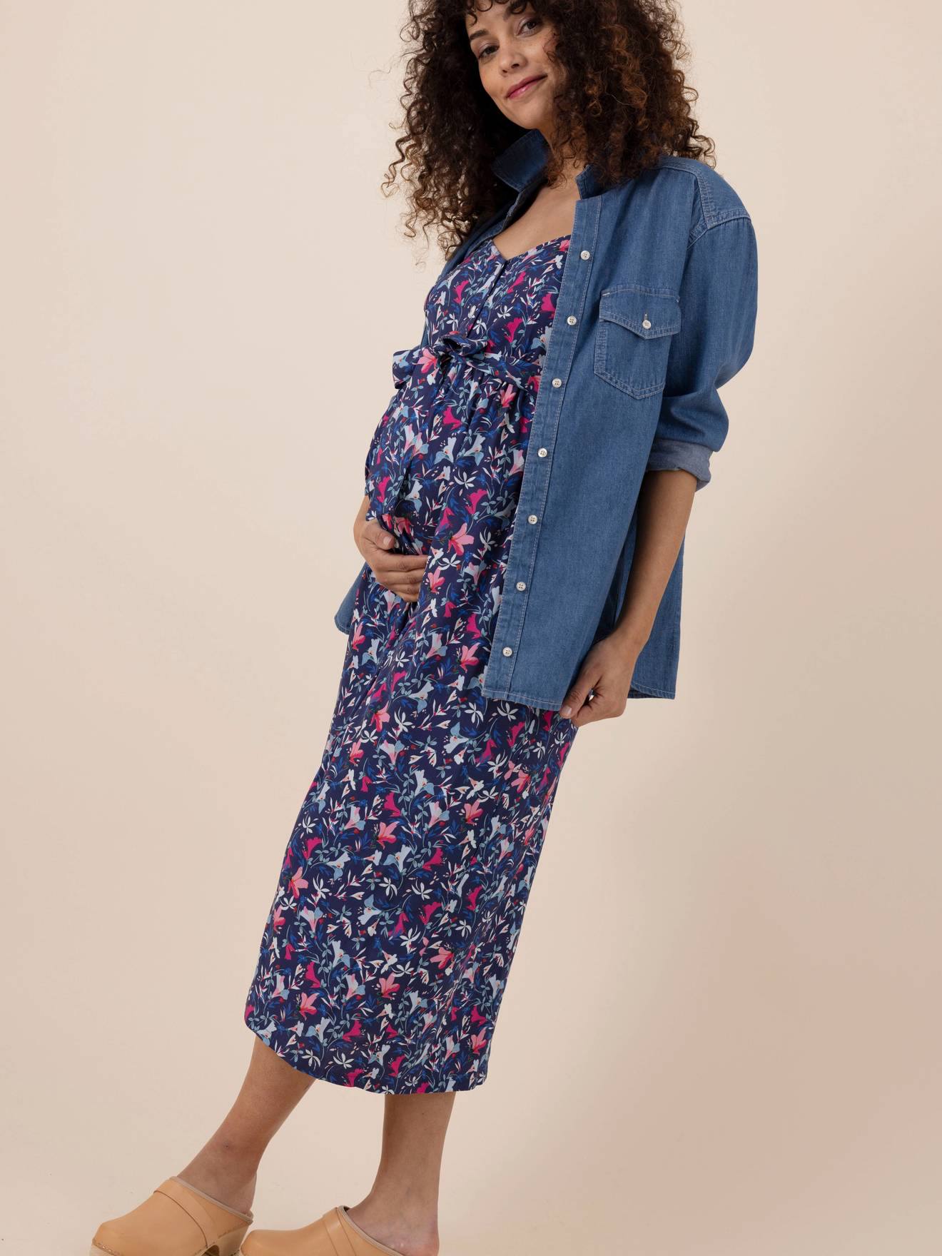 Envie de Fraise Langes Trägerkleid für Schwangerschaft & Stillzeit CATHY ENVIE DE FRAISE - blau bedruckt