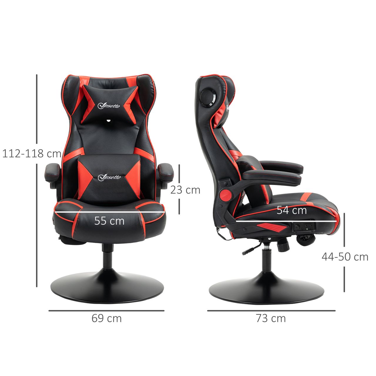 HOMCOM Vinsetto Gamingsessel mit Wippfunktion Gamingstuhl mit Lautsprecher Bürostuhl PU