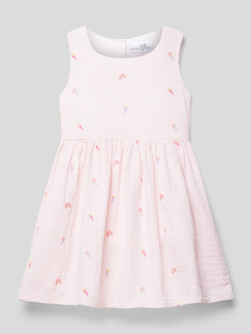 Kleid mit Motiv-Stitchings in apricot