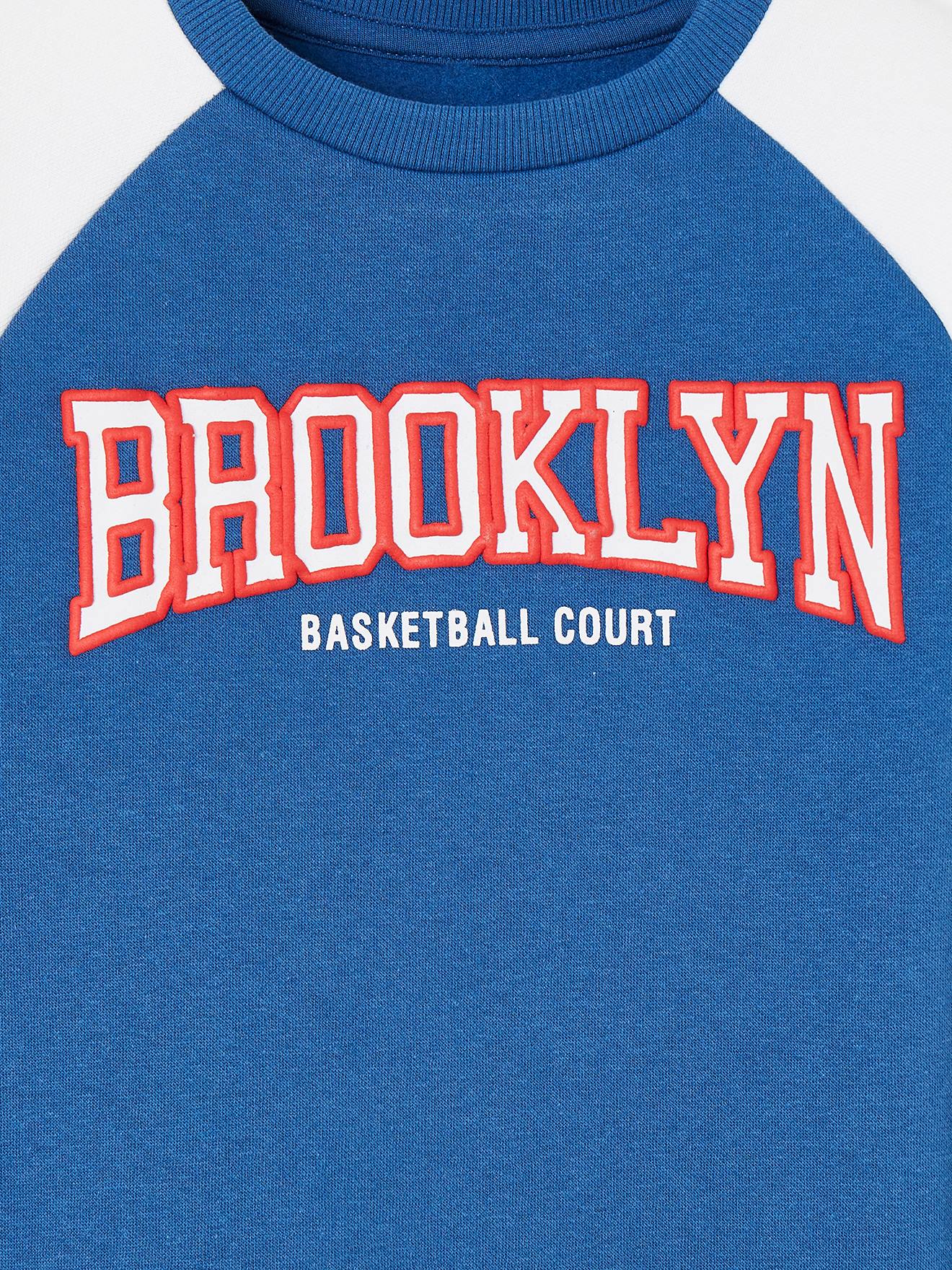 Sweat sport color block team Brooklyn garçon bleu roi