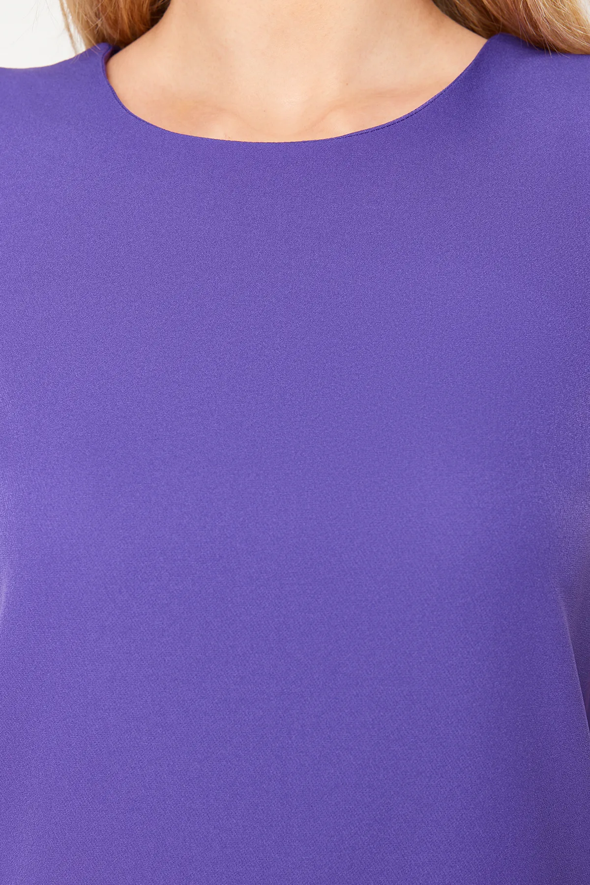 Trendyol Collection  Lilafarbenes, gerade geschnittenes, ärmelloses Mini-Webkleid mit Rundhalsausschnitt TWOSS19FG0063
