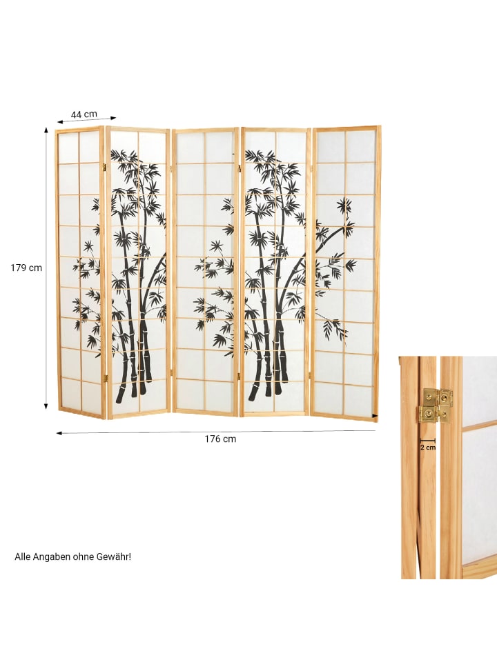Homestyle4u 5-tlg. Paravent in Braun 220x179 günstig kaufen onesize