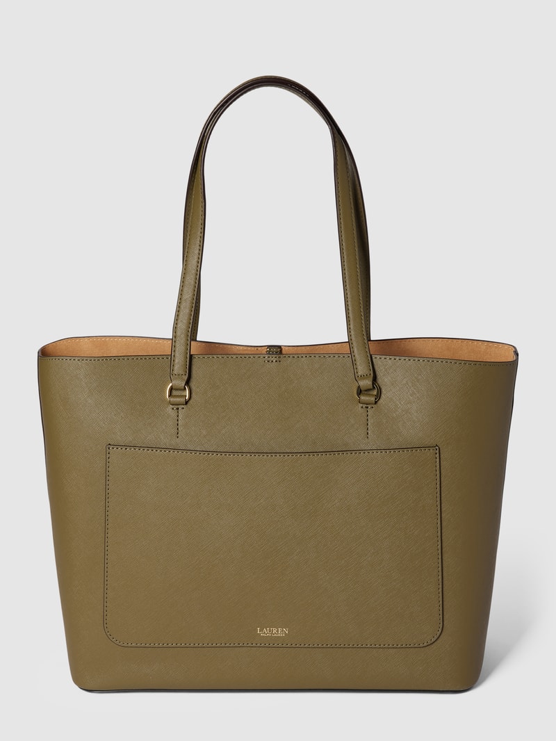 Tote Bag mit Label-Detail Modell 'KARLY' in olivgrün