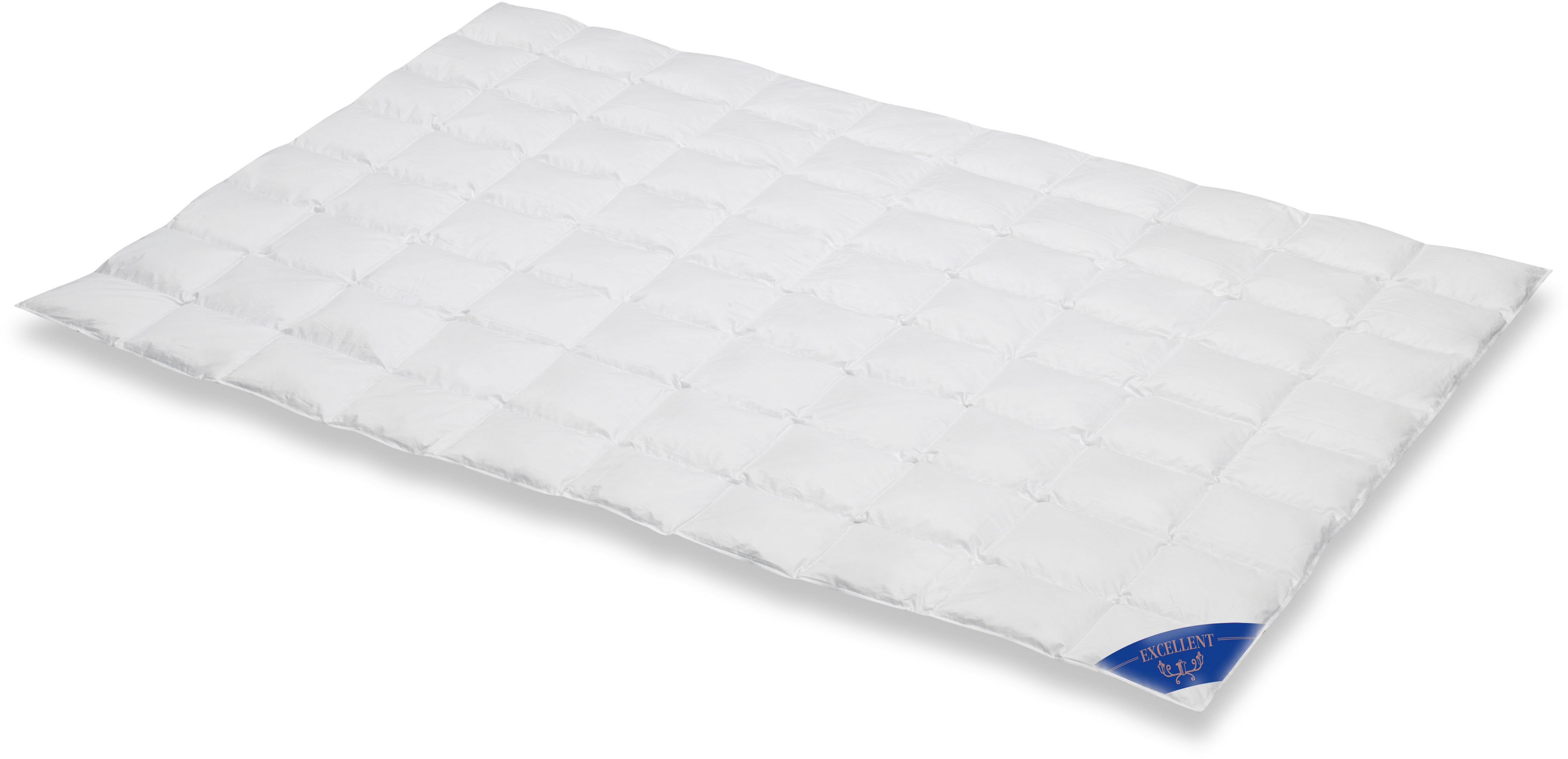 Daunenbettdecke + 3-Kammer-Kopfkissen, Zürich, Excellent, Füllung: 100% Daunen, Bezug: Einschütte (Bettdecke), Bettdecken-Set mit Kopfkissen, Bettdecke 135x200 und 155x220 cm