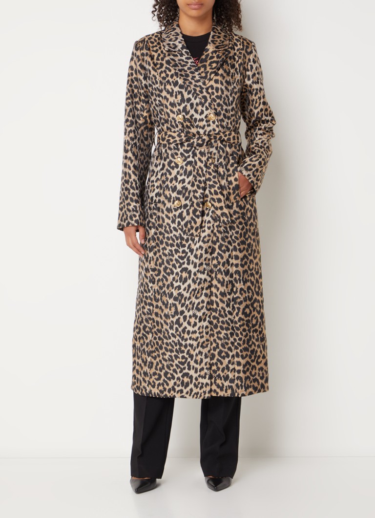 Trench NIKKIE Benicia cu imprimeu leopard și curea.