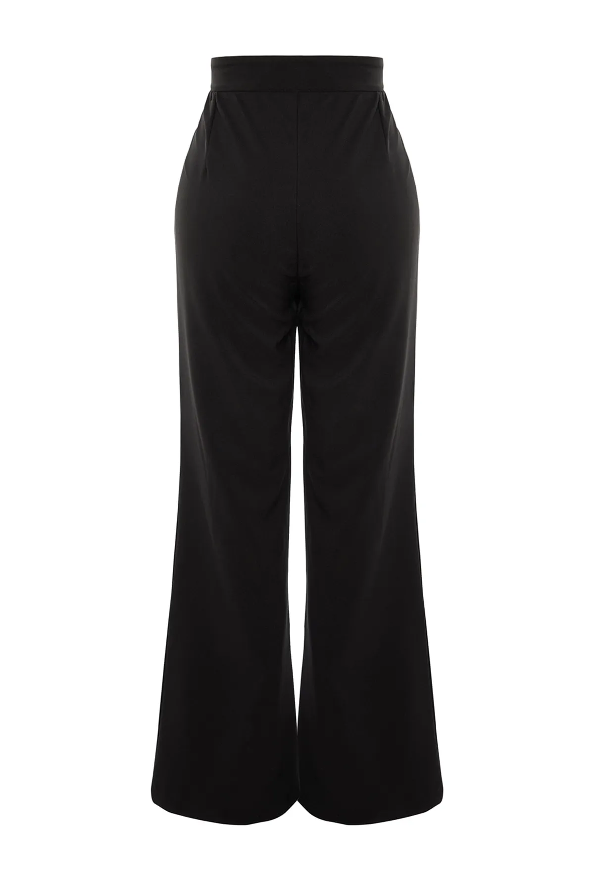 Trendyol Curve  Schwarze gewebte Hose mit weitem Bein und Schlitzdetail TBBAW23AR00008