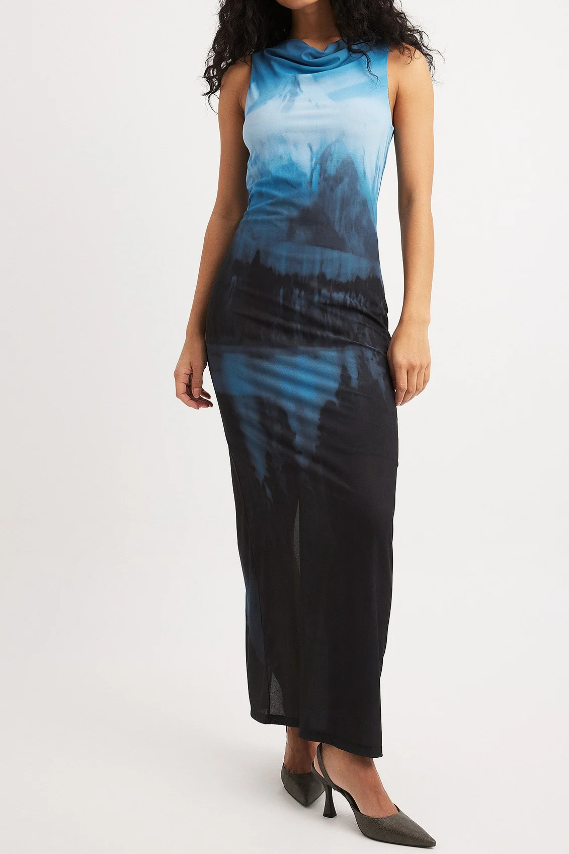Ärmelloses Mesh-Maxikleid
