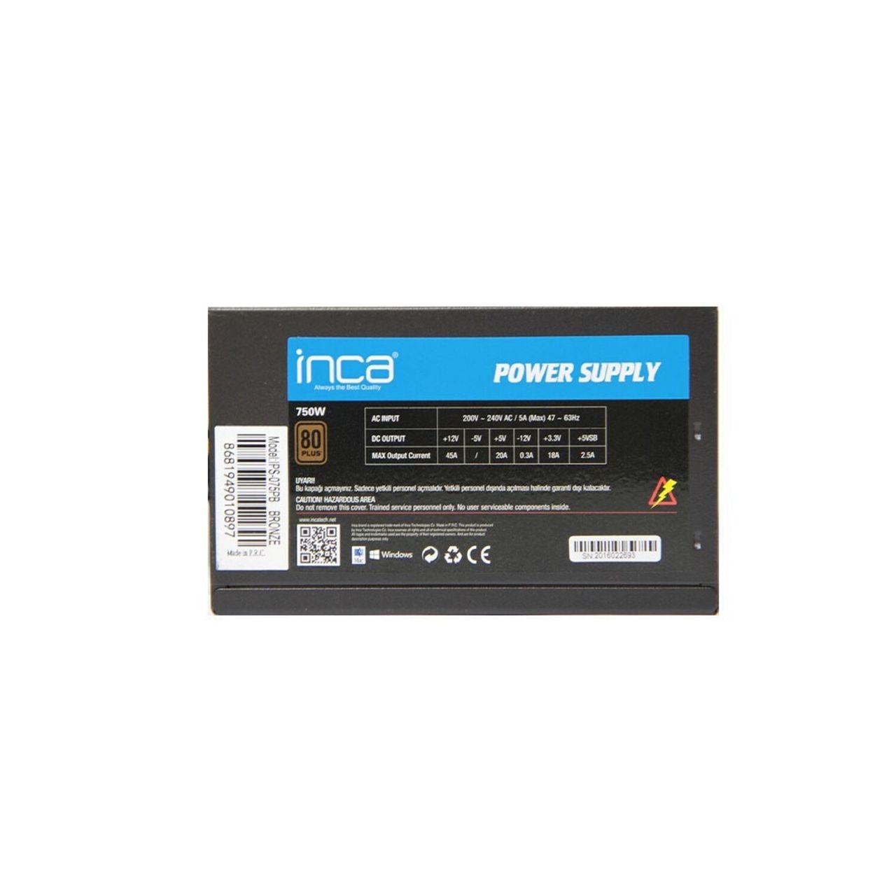 Inca IPS-750 80  BRONZE Netzteil für den PC 80 PLUS 750W Leistung