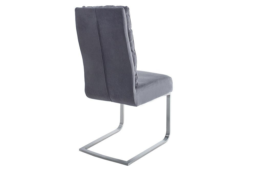 riess-ambiente Freischwinger COMFORT vintage grau / silber, Esszimmer · Microfaser · Edelstahl · Industrial