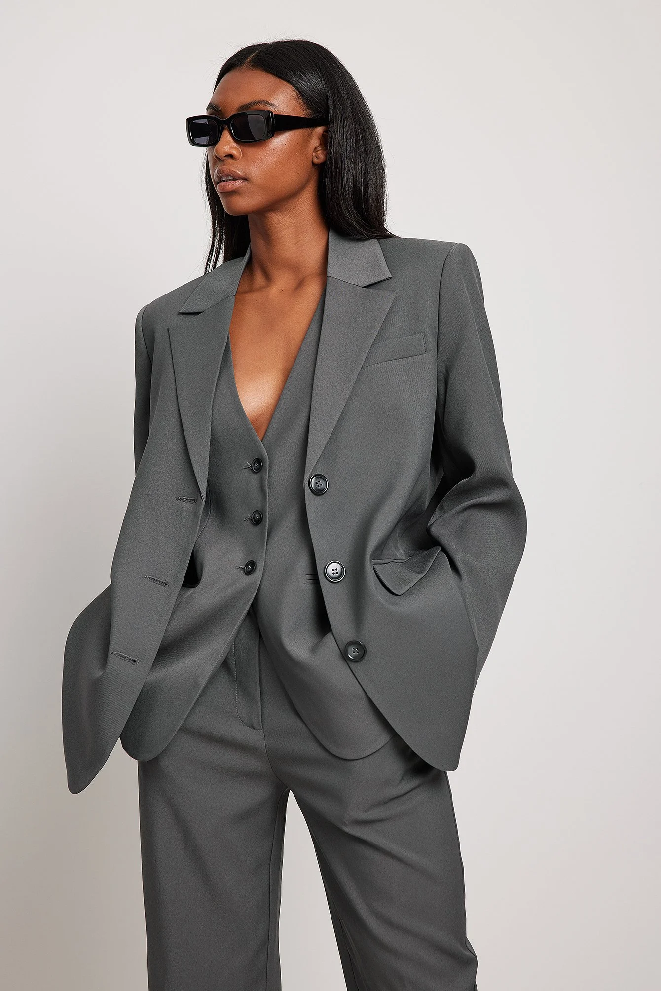 Oversized Blazer mit drei Knöpfen