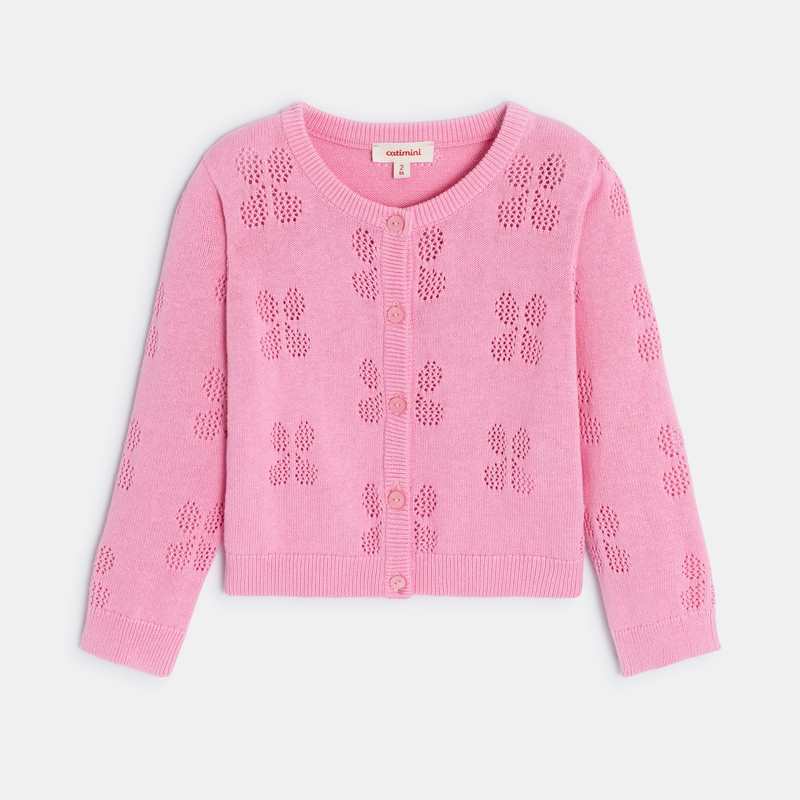 Cardigan bébé fille rose en tricot Catimini