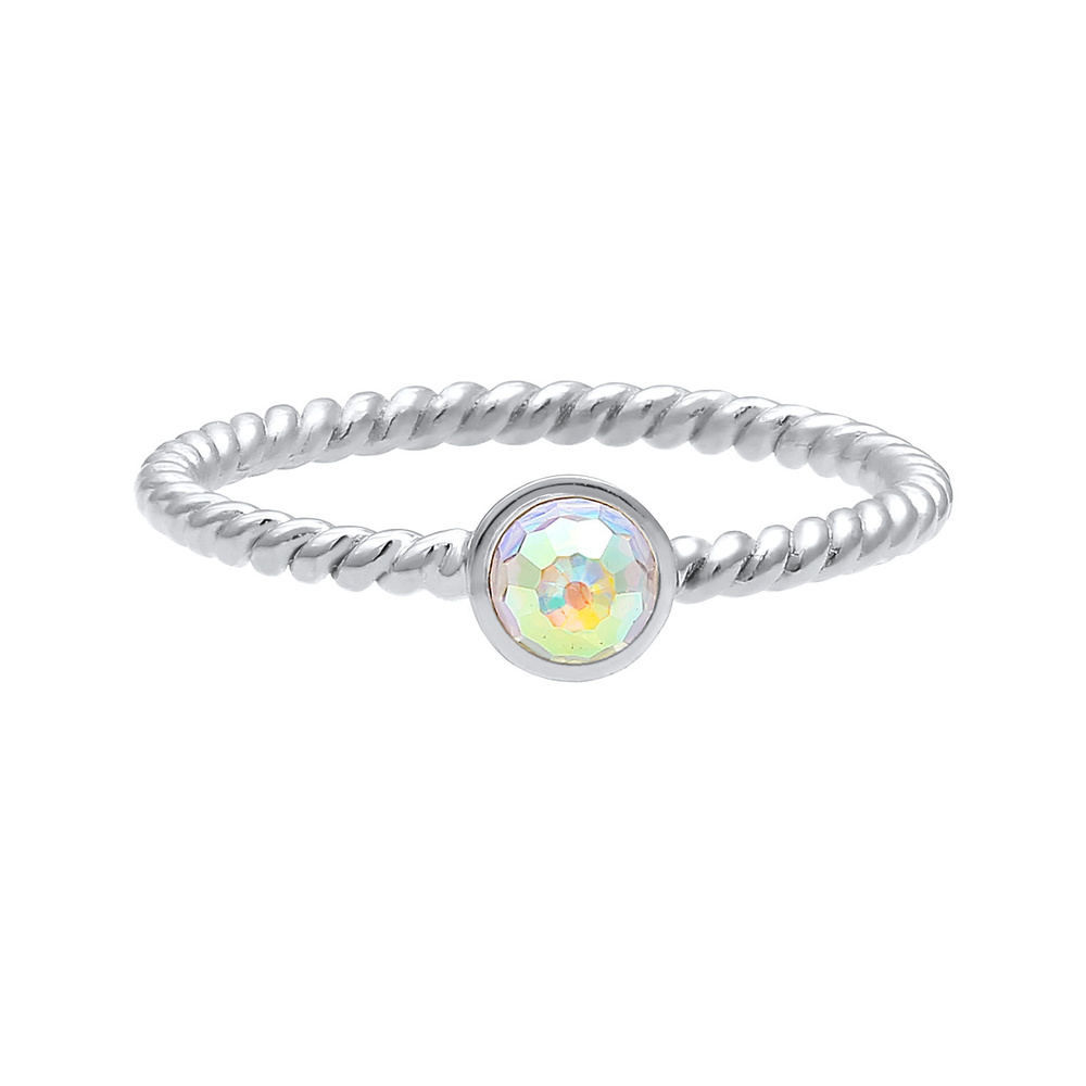 Elli Elli Bague Femmes Solitaire Twisted avec cristaux en argent sterling 925 plaqué o Bague