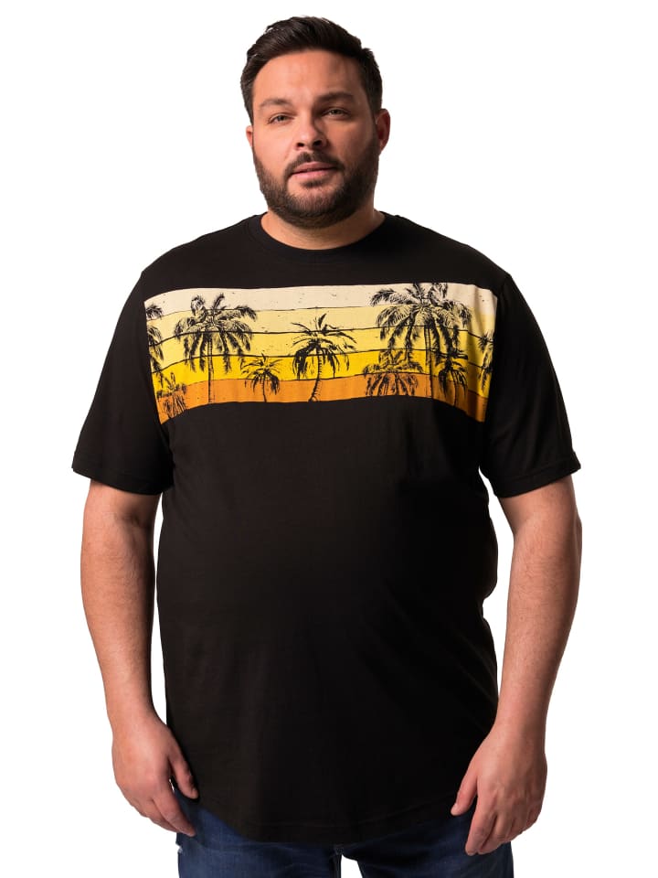 Men Plus Kurzarm T-Shirt in schwarz günstig kaufen