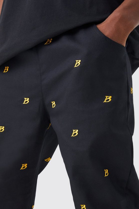 Bestickte Slim-Fit Schlaghose